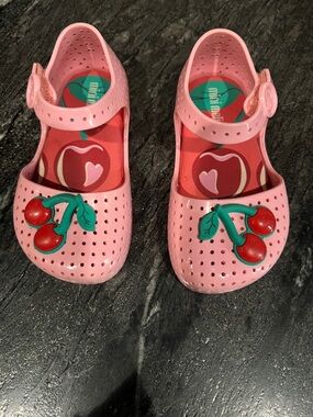 Mini Melissa Pink Cherry Mary Jane Jelly Sandals